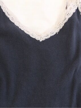 Brandy Melville Navy Tank Top with Ivory Lace Trim